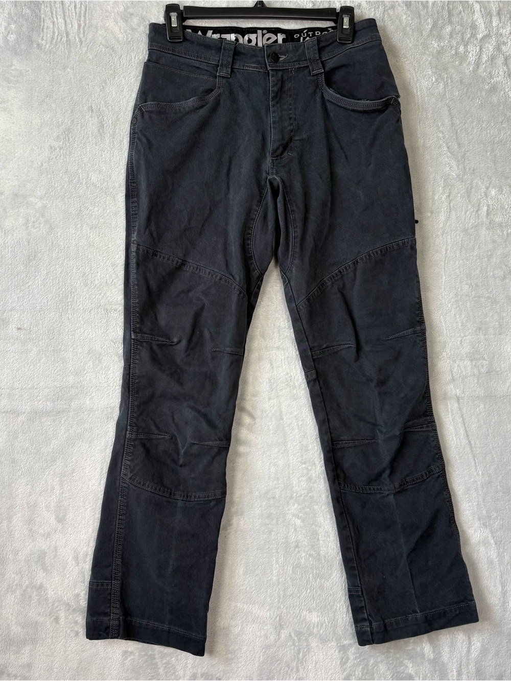 Wrangler Outdoor Jeans Men 30X30 Black Double Knee Workwear zip Cargo pocket